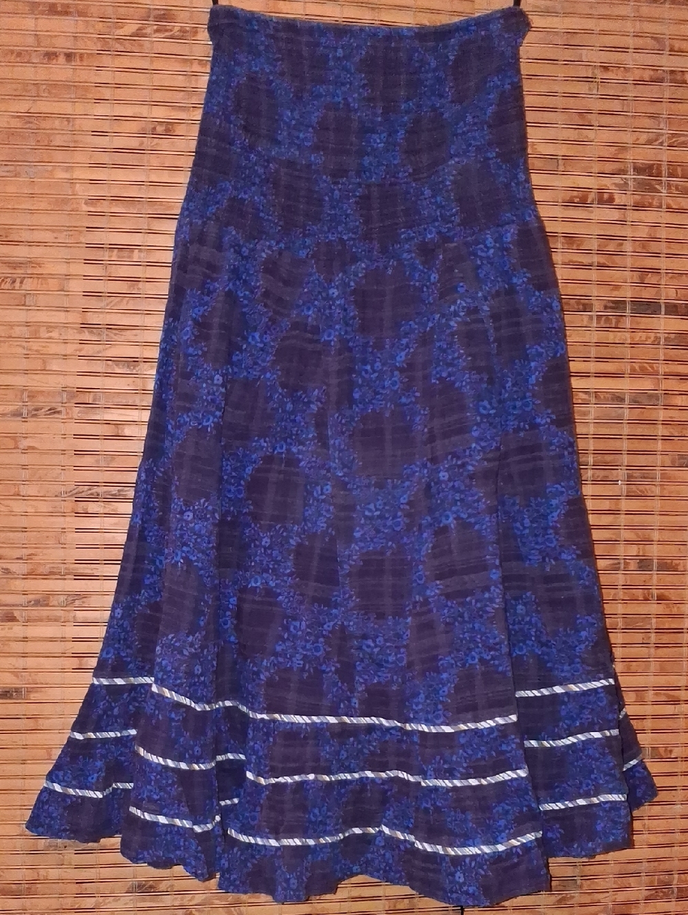 VINTAGE Y2K FREE PEOPLE SMOCKED STRAPLESS PURPLE FLORAL DRESS